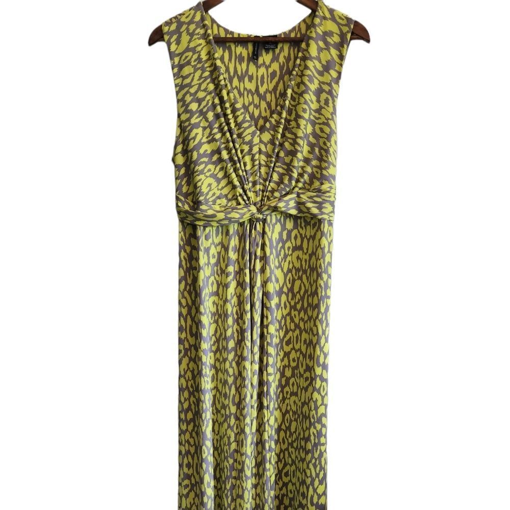 New Directions Lime Green and Gray Maxi Dress